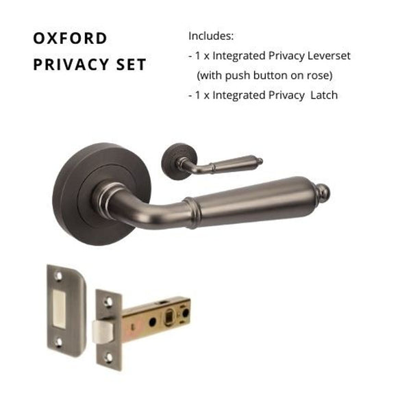 Zanda Oxford Integrated Privacy Lever Set Door Handle Graphite Nickel