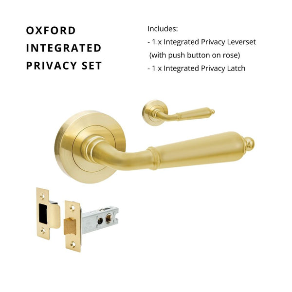 Zanda Oxford Integrated Privacy Lever Set Door Handle Satin Brass