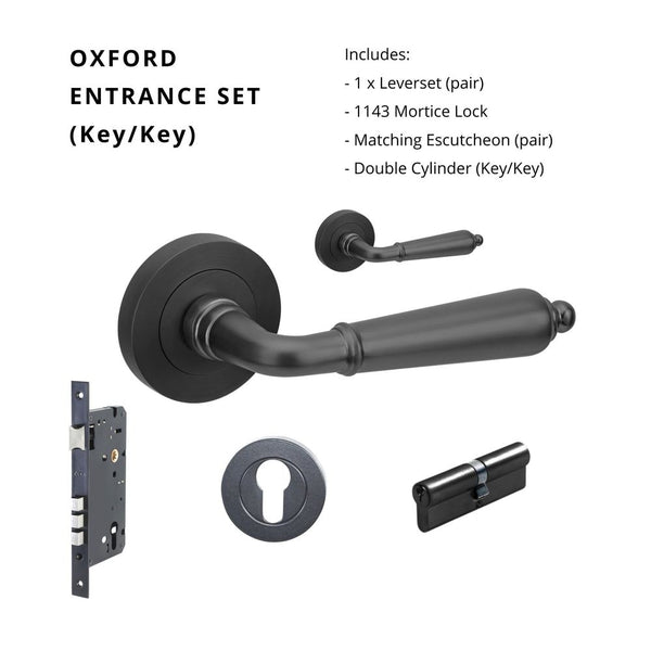 Zanda Oxford Entrance Set Lever Door Handle Matte Black