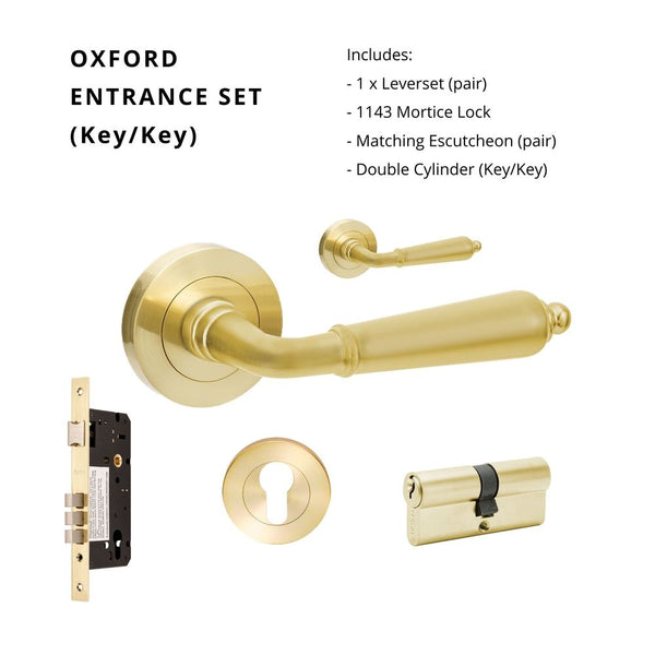 Zanda Oxford Entrance Set Lever Door Handle Satin Brass