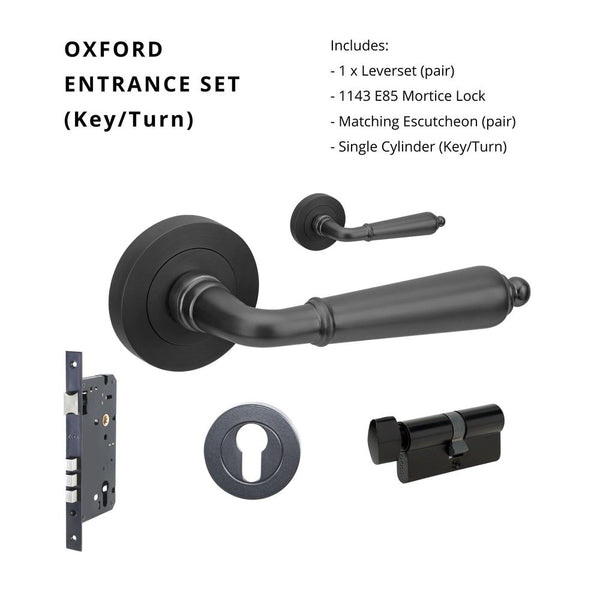 Zanda Oxford Entrance Set Lever Door Handle Matte Black