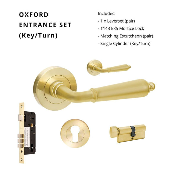 Zanda Oxford Entrance Set Lever Door Handle Satin Brass