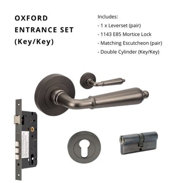 Zanda Oxford Entrance Set Lever Door Handle Graphite Nickel