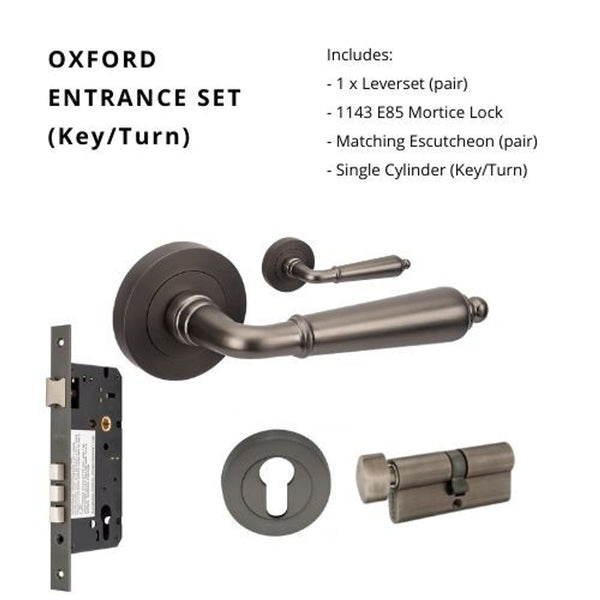 Zanda Oxford Entrance Set Lever Door Handle Graphite Nickel