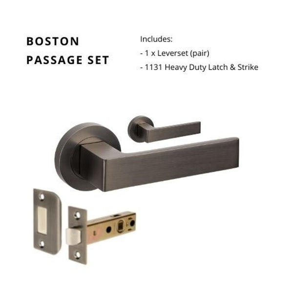Zanda Boston Passage Lever Set Door Handle Graphite Nickel