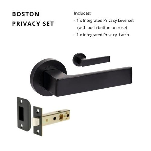 Zanda Boston Privacy Lever Set Door Handle Matte Black