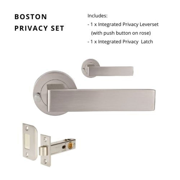 Zanda Boston Privacy Lever Set Door Handle Brushed Nickel