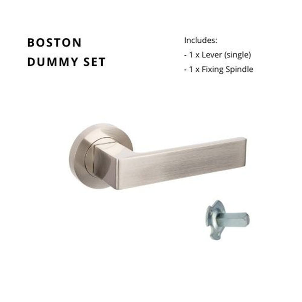 Zanda Boston Dummy Lever Set Door Handle Brushed Nickel