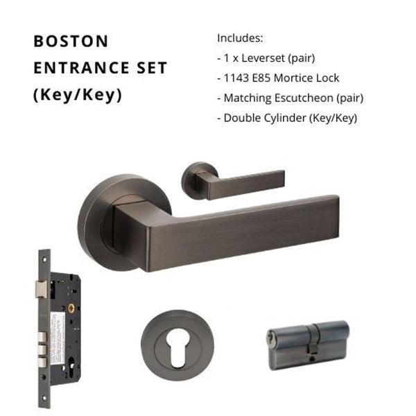Zanda Boston Entrance Set Lever Door Handle Graphite Nickel