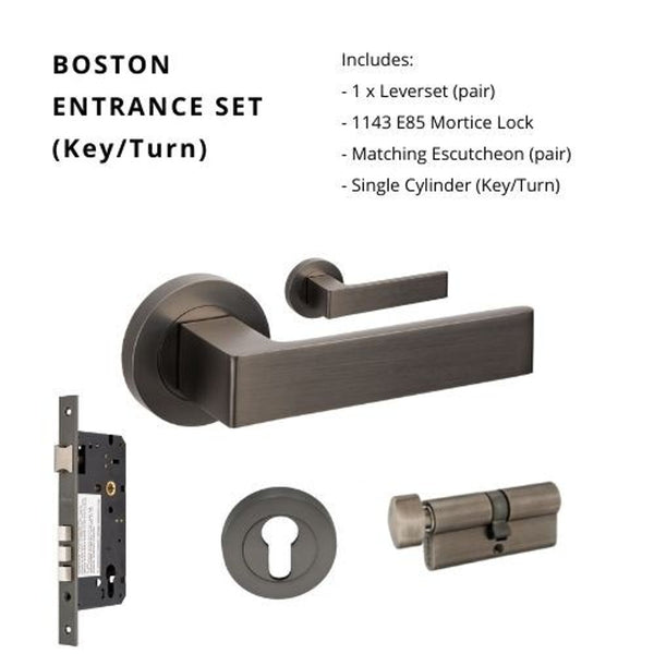 Zanda Boston Entrance Set Lever Door Handle Graphite Nickel