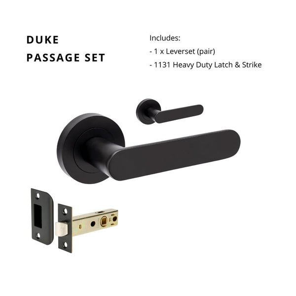 Zanda Duke Passage Lever Set Door Handle Matte Black