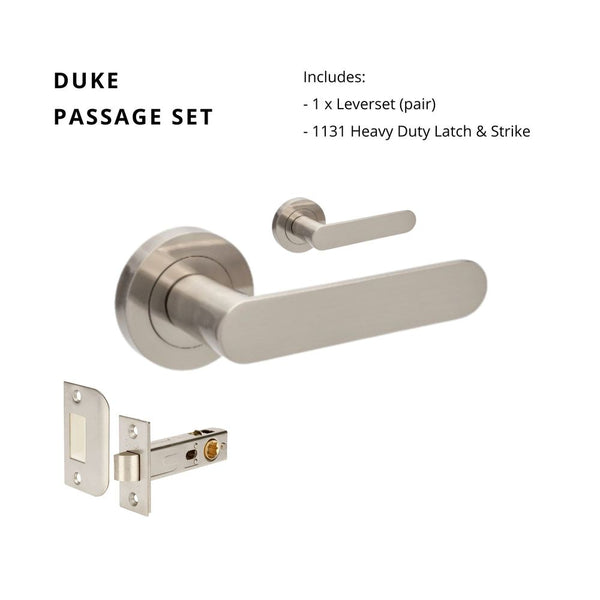 Zanda Duke Passage Lever Set Door Handle Brushed Nickel