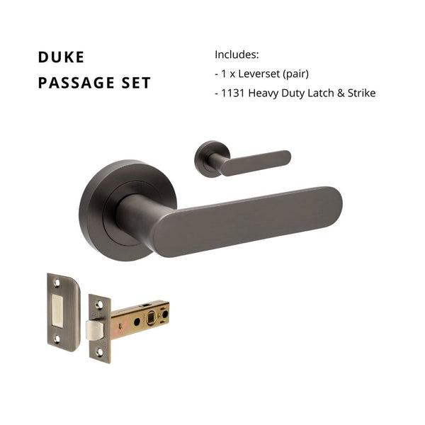 Zanda Duke Passage Lever Set Door Handle Graphite Nickel