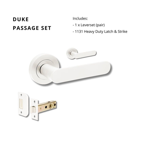 Zanda Duke Passage Lever Set Door Handle White