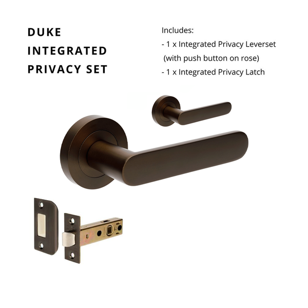 Zanda Duke Integrated Privacy Lever Set Door Handle Ember Bronze