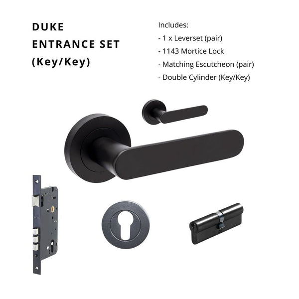 Zanda Duke Entrance Set Lever Door Handle Matte Black