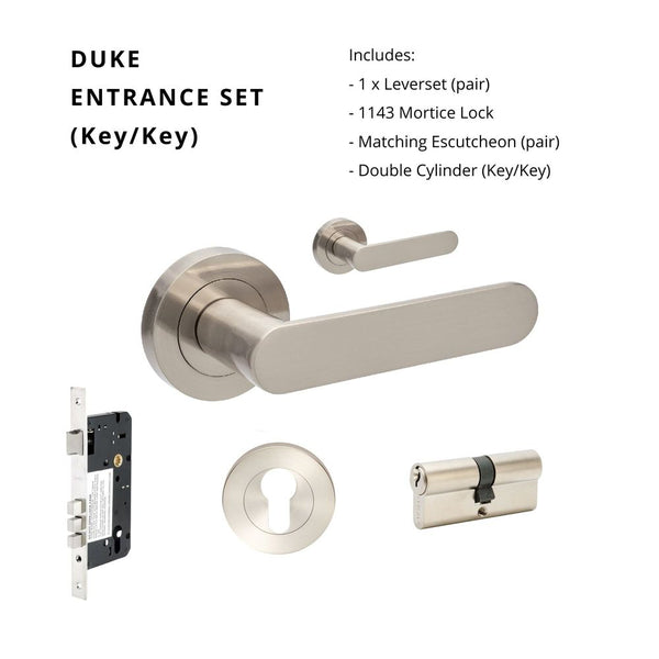 Zanda Duke Entrance Set Lever Door Handle Brushed Nickel