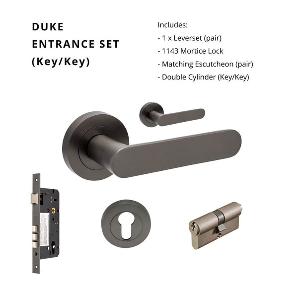 Zanda Duke Entrance Set Lever Door Handle Graphite Nickel