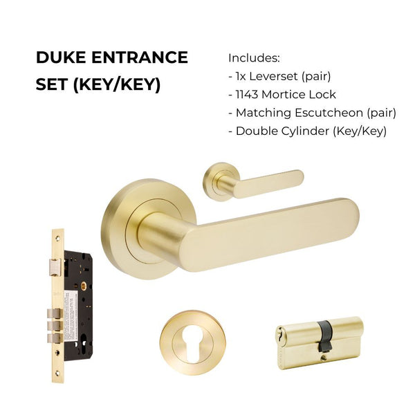 Zanda Duke Entrance Set Lever Door Handle Satin Brass
