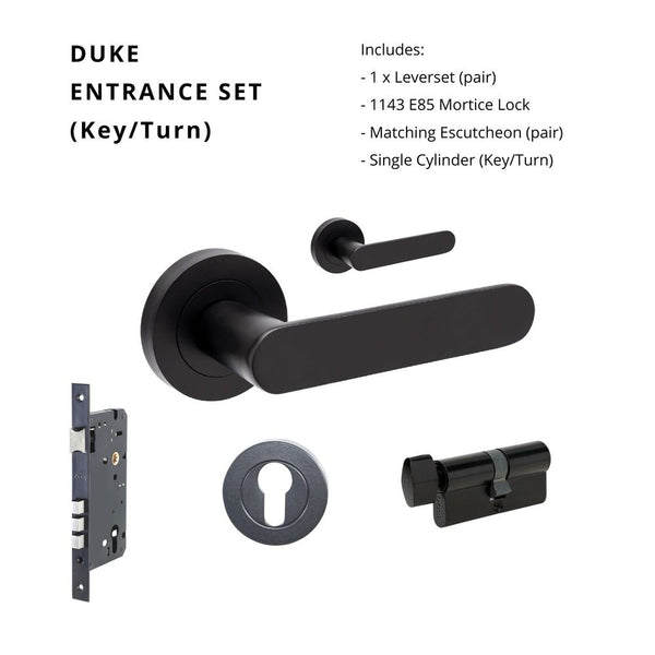 Zanda Duke Entrance Set Lever Door Handle Matte Black