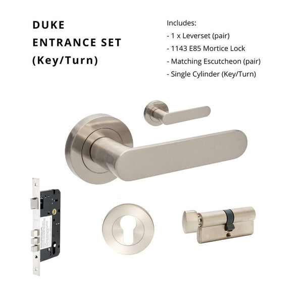 Zanda Duke Entrance Set Lever Door Handle Brushed Nickel