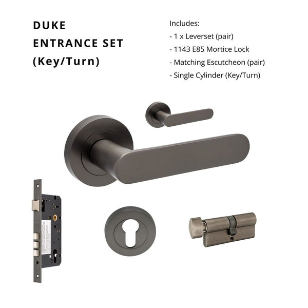 Zanda Duke Entrance Set Lever Door Handle Graphite Nickel