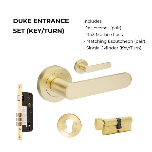 Zanda Duke Entrance Set Lever Door Handle Satin Brass