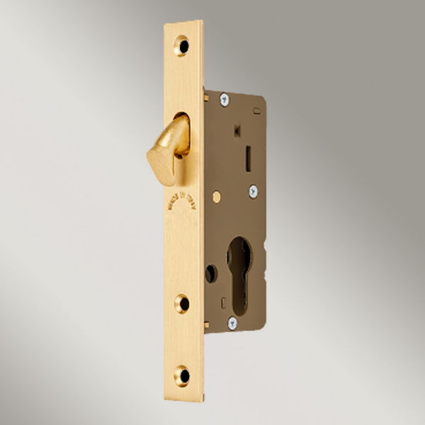 Zanda Narrow Sliding Door Euro Mortice Lock Satin Brass