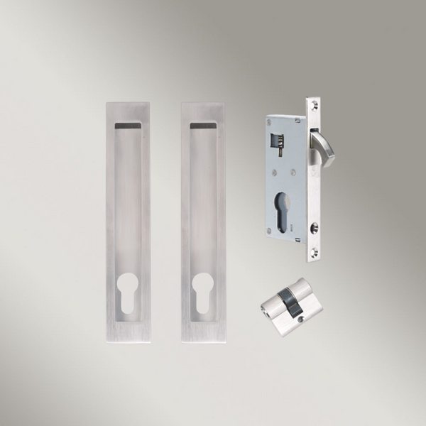 Zanda Verve Sliding Door Lock Kits Narrow Style Stainless Steel