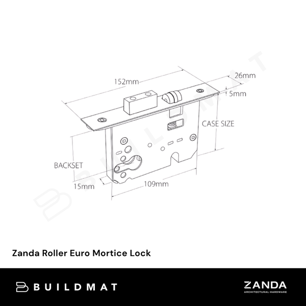 Zanda Roller Euro Mortice Lock Ember Bronze