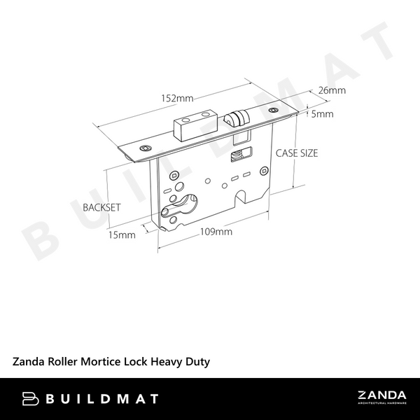Zanda Roller Mortice Lock Heavy Duty Stainless Steel