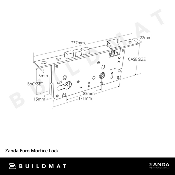 Zanda Euro Mortice Lock White