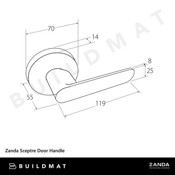 Zanda Sceptre Entrance Combination Set Door Handle Brushed Nickel