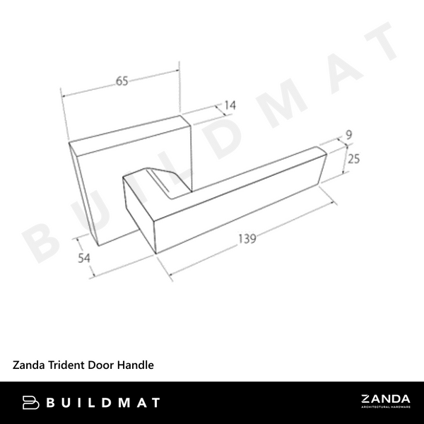Zanda Trident Passage Set Door Handle Matte Black
