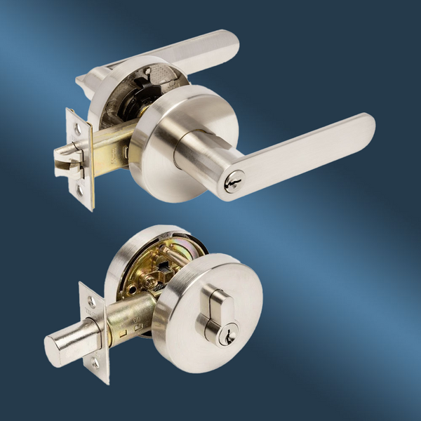 Zanda Sceptre Entrance Combination Set Door Handle Brushed Nickel
