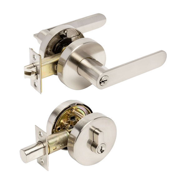 Zanda Sceptre Entrance Combination Set Door Handle Brushed Nickel