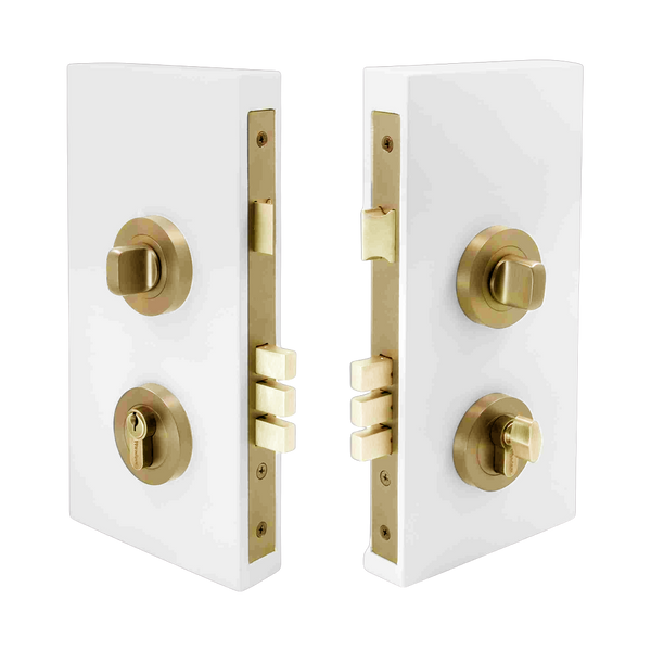 Zanda Double Turn Lock Kit Satin Brass