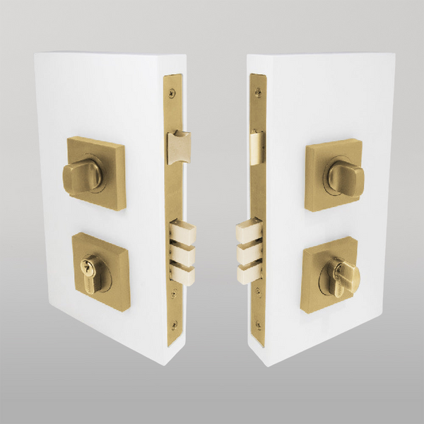 Zanda Double Turn Lock Kit Satin Brass