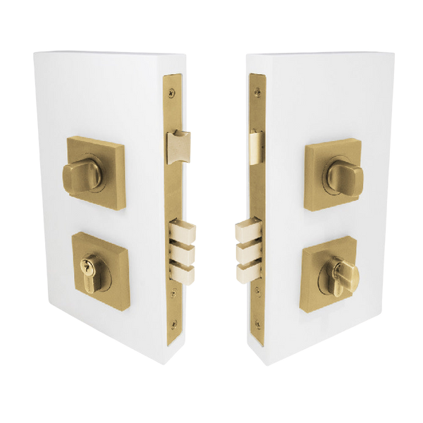 Zanda Double Turn Lock Kit Satin Brass