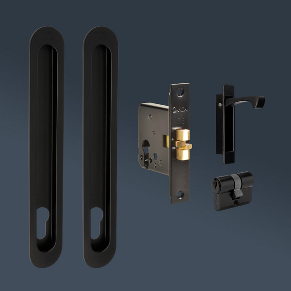 Zanda Duke Sliding Door Lock Kit 250mm Matte Black