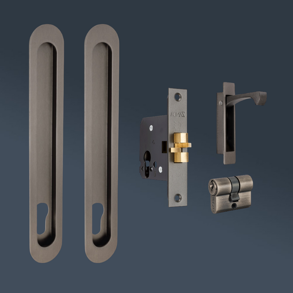 Zanda Duke Sliding Door Lock Kit 250mm Graphite Nickel