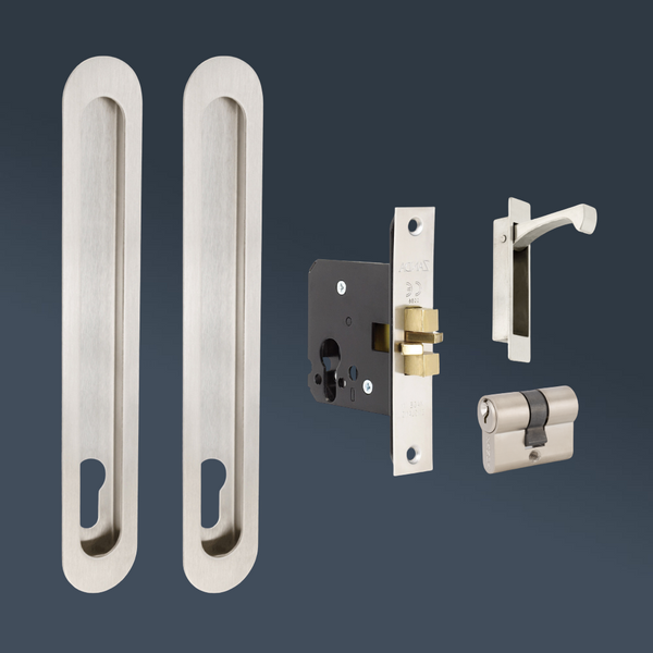 Zanda Duke Sliding Door Lock Kit 250mm Stainless Steel