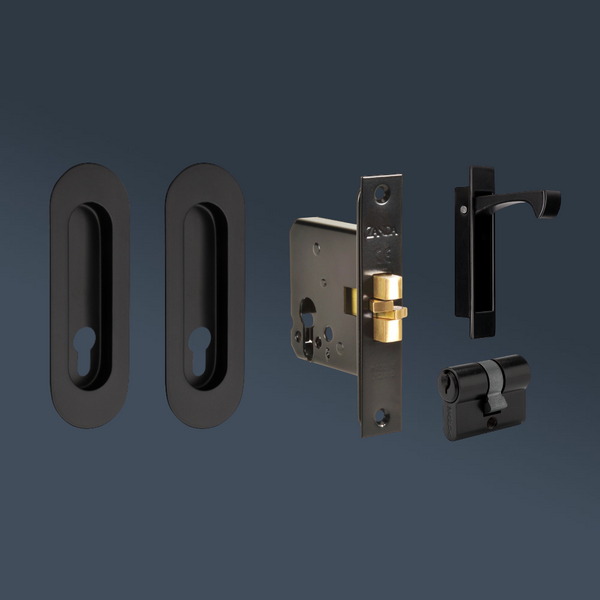 Zanda Duke Sliding Door Lock Kit 120mm Matte Black