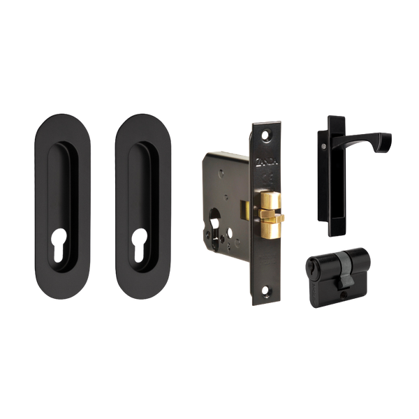 Zanda Duke Sliding Door Lock Kit 120mm Matte Black