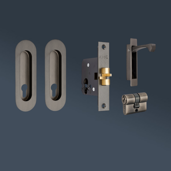 Zanda Duke Sliding Door Lock Kit 120mm Graphite Nickel