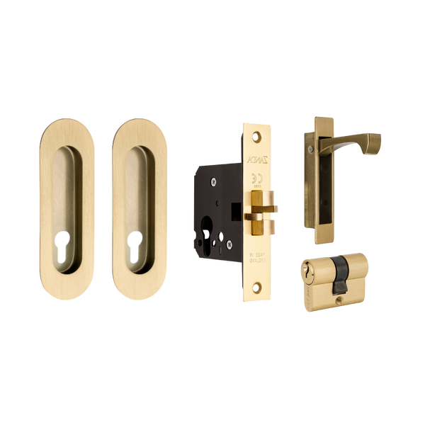 Zanda Duke Sliding Door Lock Kit 120mm Satin Brass