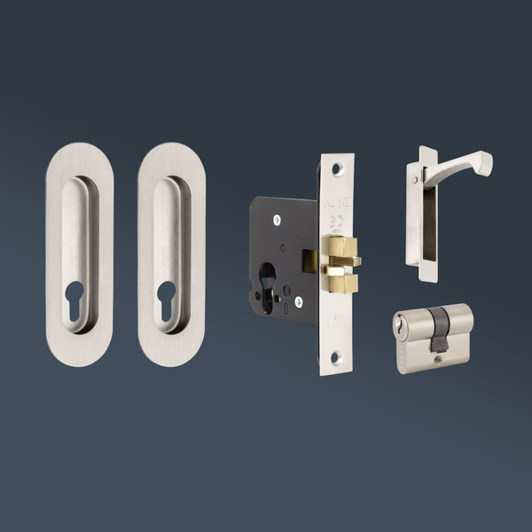 Zanda Duke Sliding Door Lock Kit 120mm Stainless Steel
