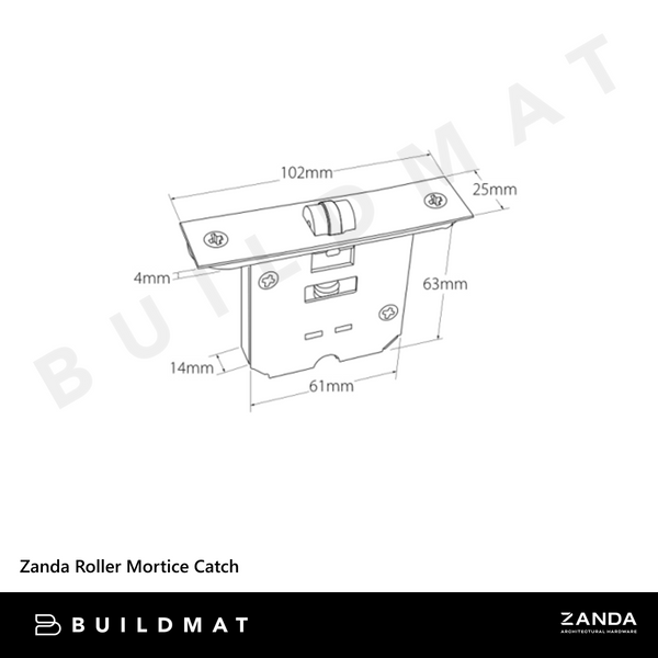Zanda Roller Mortice Catch Matte Black