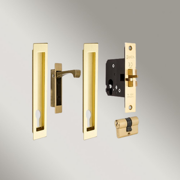 Zanda Verve Sliding Door Lock Kits Satin Brass