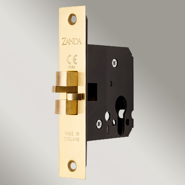 Zanda Sliding Door Euro Mortice Lock Claw Type Satin Brass